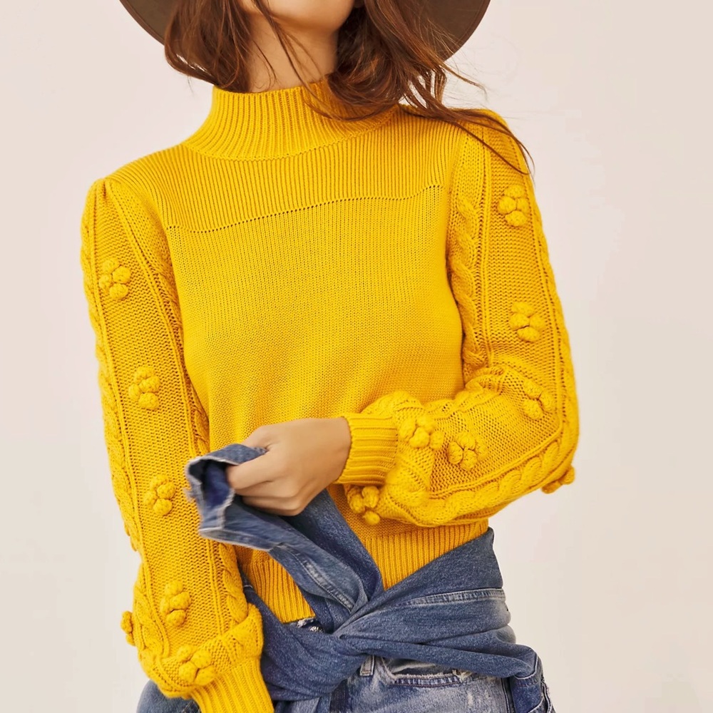 NWT Anthropologie Maeve Mock Neck Sweater Size MP Medium Petite Gold